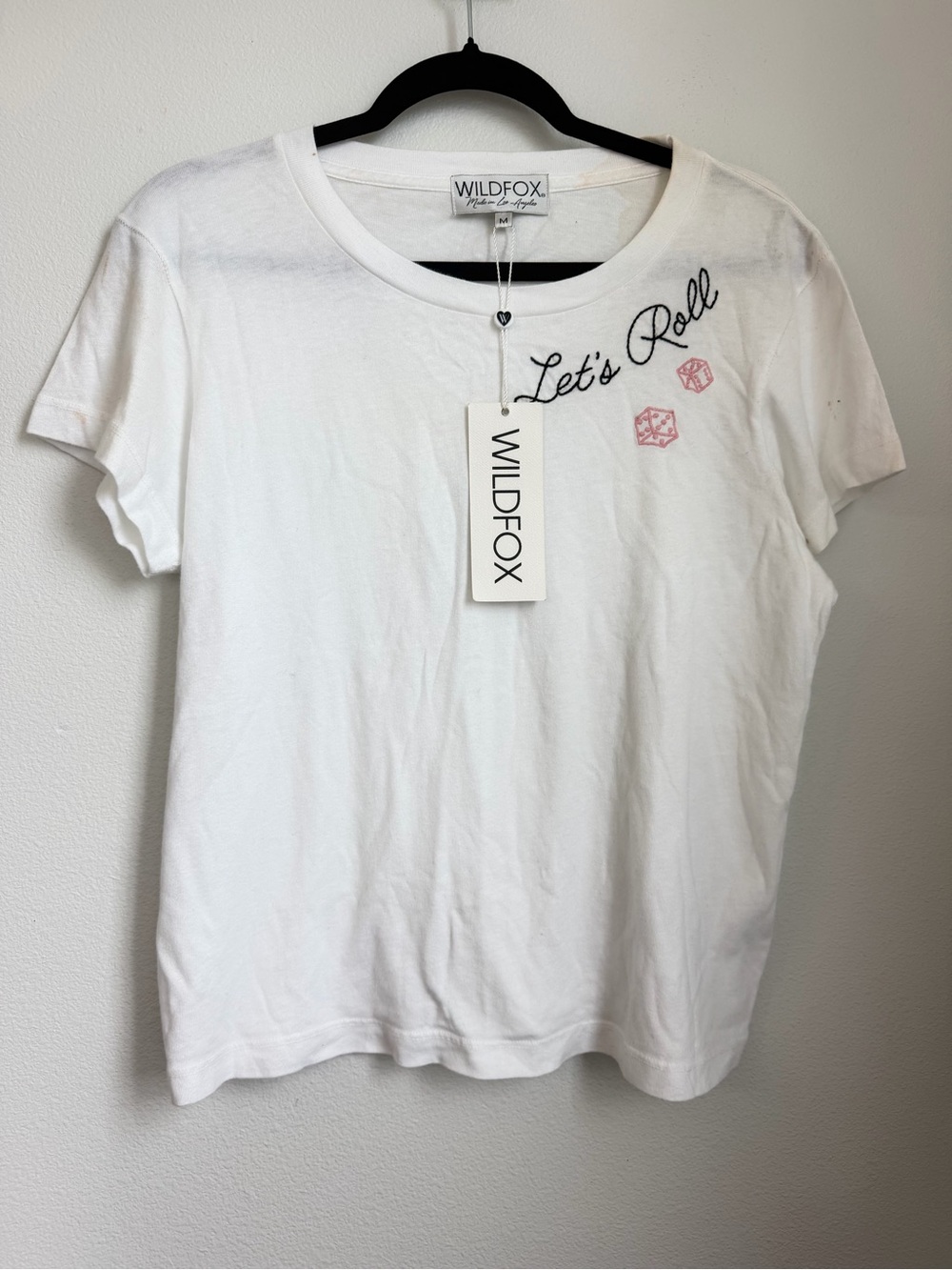 Wildfox White 'Let's Roll' Tee with Pink Dice